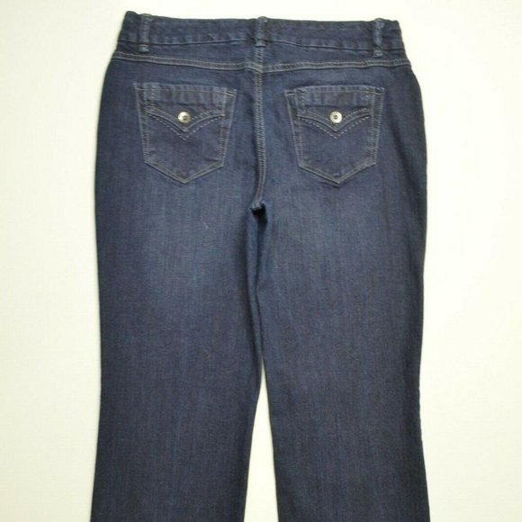 jeanstar Denim - JEANSTAR Size 8 Womens STRAIGHT Leg STRETCH Dark Wash LOW RISE Denim‎ Blue Jeans